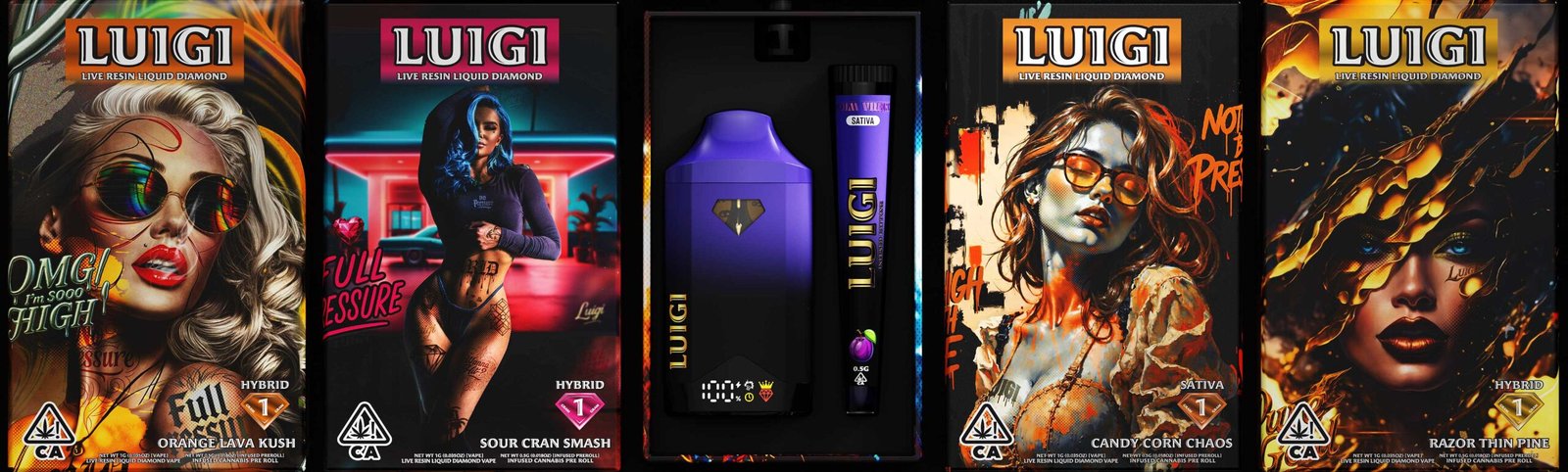 Luigi carts 2g disposable range lined up across five hardware generations