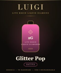 Luigi Glitter Pop Series 8 disposable 2g live resin liquid diamond sativa device card