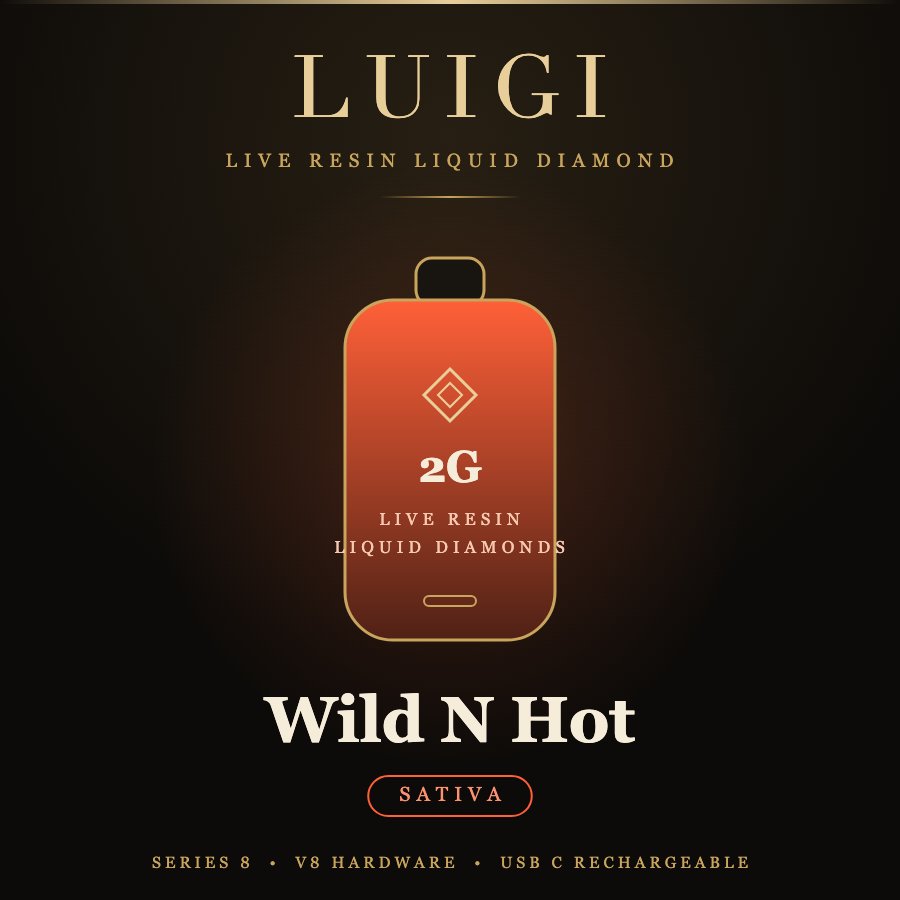 Luigi Wild N Hot Series 8 disposable 2g live resin liquid diamond sativa device card